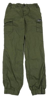 Khaki plátěné cargo cuff kalhoty 