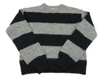 Sivo-čierny pruhovaný vlnený sveter Primark