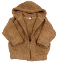 Starorůžová chlupatá bunda s kapucí Next