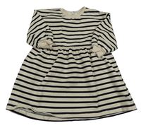 Béžovo-čierne pruhované teplákové šaty H&M