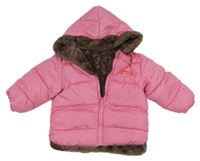 Růžová šusťáková zateplená oboustranná bunda s kapucí 