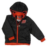 Čierno-červená šušťáková zateplená bunda s Cars a kapucňou