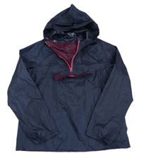 Tmavomodrá nepromokavá bunda s kapucňou