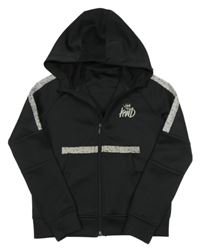 Černá tech fleece propínací mikina s logem a vzorem a kapucí Kings Will Dream