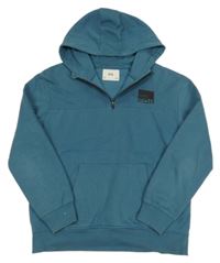 Petrolejovošedá mikina s potiskem a kapsou a kapucí C&A