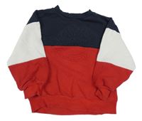 Tmavomodro-bielo-červená mikina s 3D nápisy H&M