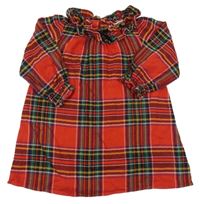 Červeno-farebné kockované šaty s volánikom Next