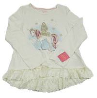 Nové - Smetanová tunika s jednorožcem a krajkou