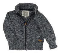 Tmavomodro-bílý melírovaný propínací svetr Rocha John Rocha