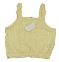 Nové - žltý pruhovaný ľahký crop top H&M