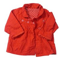 Červený plátěný jarní kabátek s kvietkami Mothercare