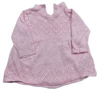 Svetloružové pletené šaty s dírkovaným vzorom Mothercare