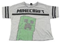 Šedé melírované crop tričko Minecraft