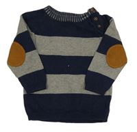 Tmavomodro-šedý pruhovaný svetr H&M