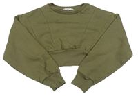 Khaki crop mikina s nápisom Matalan