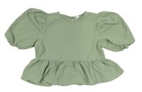 Světlezelená crop peplum halenka Shein 