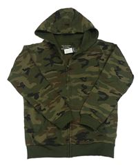 Khaki-béžová army propínací mikina s kapucí Primark