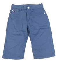 Modré plátěné capri plátěné kalhoty H&M