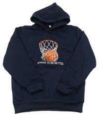 Tmavomodrá mikina s košem a kapucňou