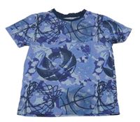 Tmavomodro-modré vzorované tričko s míči Primark 