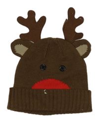 Hnedá pletená čapica so sobom