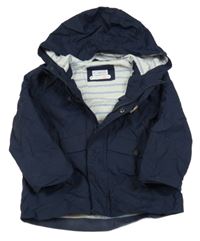 Tmavomodrá šusťáková jarní bunda s kapucí Mango