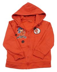 Červená propínací mikina Miraculous a kapucí 