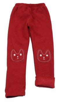 Červené zateplené legíny se zajíčky