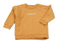 Oranžová mikina s nápisom a volánikmi George