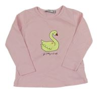 Světlerůžové triko s labutí Wanex 