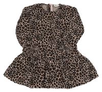 Růžovo-černo-hnědé vzorované manšestrové šaty Topolino 