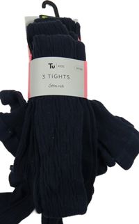 Nové - 3x - Tmavomodré vzorované punčocháče Tu