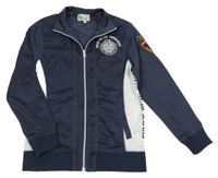 Tmavomodro-bílá propínací sportovní mikina s nášivkami Garcia