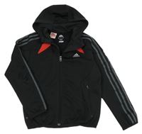 Černá propínací funkční sportovní mikina s logem a kapucí Adidas