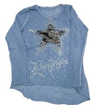 Světlemodré triko s hvězdičkou z flitrů a nápisem 