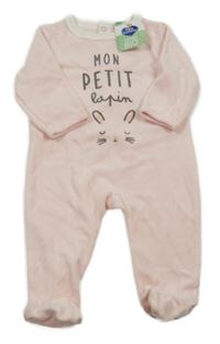 Nové - Světlerůžový sametový overal s králíčkem 