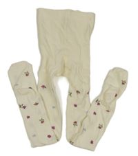 Smetanové punčocháče s kytičkami H&M