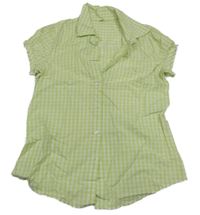 Světlezeleno-bílá kostičkovaná halenka 