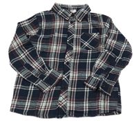 Tmavomodro-barevná kostkovaná flanelová košile Topolino