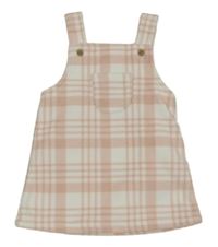 Svetloružová -biele kockované fleecové šaty George