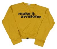 Okrová crop mikina s nápisom Zara