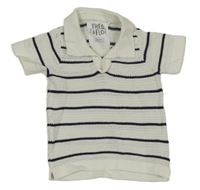 Bílo-tmavomodré pruhované pletené polo tričko F&F