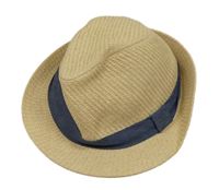 Béžovo-tmavomodrý slaměný klobúk H&M vel. 104-122