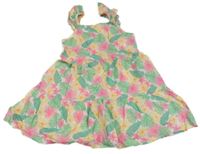 Farebné kvetované plátenné šaty Primark