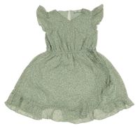 Světlezelené šifonové šaty s kytičkami C&A