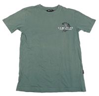 Khaki tričko s kvetmi a nápismi Cars