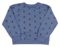 Modrá oversize mikina s kvietkami Primark