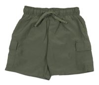 Khaki šusťákové kraťasy s kapsami H&M