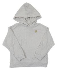 Béžový rebrovaný sveter so srdiečkom a kapucňou H&M