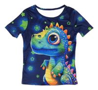 Tmavomodré tričko s dinosaurom shein
